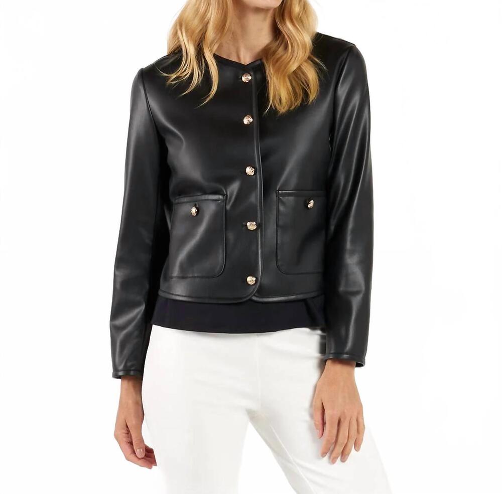 NEW JUDE CONNALLY faux leather jacket in black